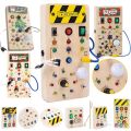 Montessori Busy Board Light Switch Toy Wooden Sensory Toys For Toddlers Activity Board Switch Box Buttons Wires Control Panel.