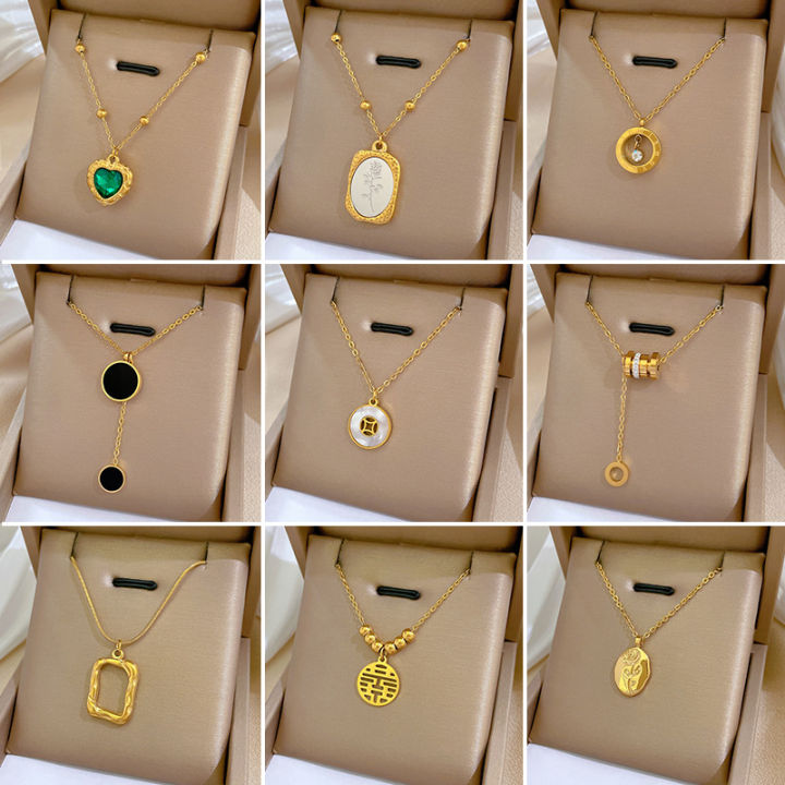 【Titanium steel throughout】Geometric animal temperament, personality, minimalist wind furnace, real gold necklace, women's ins, clavicle chain
