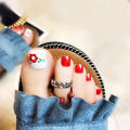 24Pcs Shiny Artificial False Toe Nails Navy Blue Bloom Toenails With Design Press On Manicure Tools.