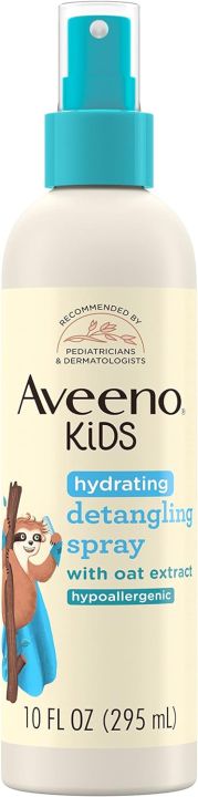 Aveeno Kids Hydrating Detangling Spray with Oat Extract, Quickly & Gently Detangles Kids' Hair, Tear-Free & Suitable for Skin & Scalp, Light Fragrance, Hypoallergenic