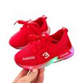 Children's Casual Sneakers Baby Shoes Girls Boys Walking Shoes Mesh Led Light Luminous Runing Shoes Sport Flats(Red EU:21). 