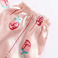 Girls' summer sleepwear thin design children's baby strawberry color Ding ice silk cool and cute home clothes two piece set. 