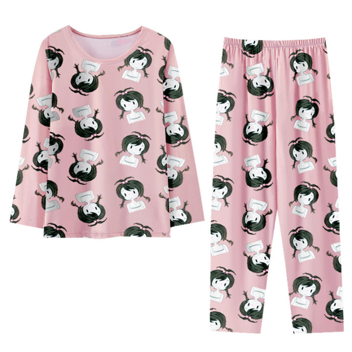 Wholesale%20Korean%20Pajamas%20Ladies%20Spring%20and%20Autumn%20Sweet%20and%20Cute%20Student%20Girl%20Loungewear%20Long%20Sleeves%20and%20Pants%20Ladies%20Sets%20-%20Image%205