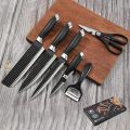 Original Zepter 6 piece knife set finished in wrinkle black. 