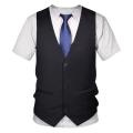 3D T shirt Funny Fake Suit Tuxedo Bow Tie 3D Printed T shirts Men Summer Fashion Short Sleeve Streetwear Fake Suit Vest Tshirt. 