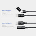FLOVEME 4 in 1 Fast Charging High Current 3A Nylon Braided 1 Meter Data Sync Cable For iPhone iPad Type C Charge. 