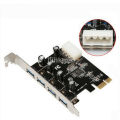 4 Port USB 3.0 HUB to PCI-e PCI Express Card Adapter Speed Rate up to 5Gbps.