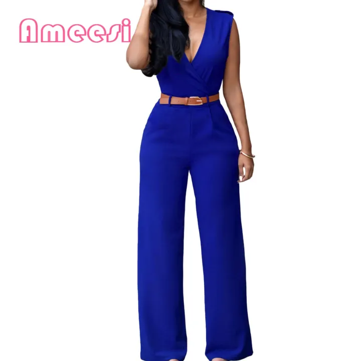 Office%20Jumpsuit%20Breathable%20Straight%20Pants%20with%20Belt%20Women%20Rompers%20-%20Image%209