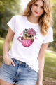 Pink &White Fashionable Tops Ladies Short Sleeve Casual Girls Print  New T-Shirt For Women - T Shirt For Women. 