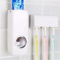 Automatic Toothpaste Dispenser & "Touch Me" Brush Holder Set - White - Brush Holder - brush holder. 