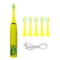 Children's Electric Toothbrush With 6PCS Replacement Brush Heads Ultrasonic Sonic Vibration Tooth Brush Oral Cleaning Tools. 