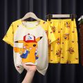 Pokemon Pikachu Summer Short Sleeve Shorts Cartoon Toddler Girls Pajamas Set Anime Figure Children Clothing Boys Fashion Clothes. 