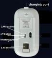 Rechargeable Mouse Dual Mode Rechargeable Wireless Mouse Bluetooth 5.0 2.4 GHz Optical Wireless Mouse 1600DPI.