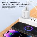 CASIFY UP03 PD 20W QC18W Dual-Port Adapter Fast Charger PD 20W USB C Charger 18W USB Fast Charger Wall Charger US Plug.