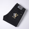 2022Spring and Summer Embroidered Jeans Men's European Station Korean Style Slim-Fitting Ankle-Tied Stretch Fashion European Goods Men's Pants.