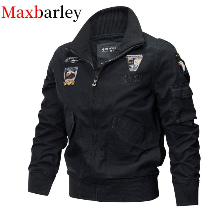 Tactics Jacket Men Autumn Spring Bomber Cotton Coat Plus Size Embroidery Airplane Pilot Cargo Jackets Male Jaqueta Masculina