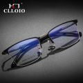 CLLOIO Men Business Glasses Anti Blue Light Reading Glasses High Quality Half-Frame Myopia Prescription Optical Eyeglasses 86025. 