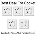 Bundle of 5 Pieces Multi Function Universal Wall Socket - 8 Pin Socket.