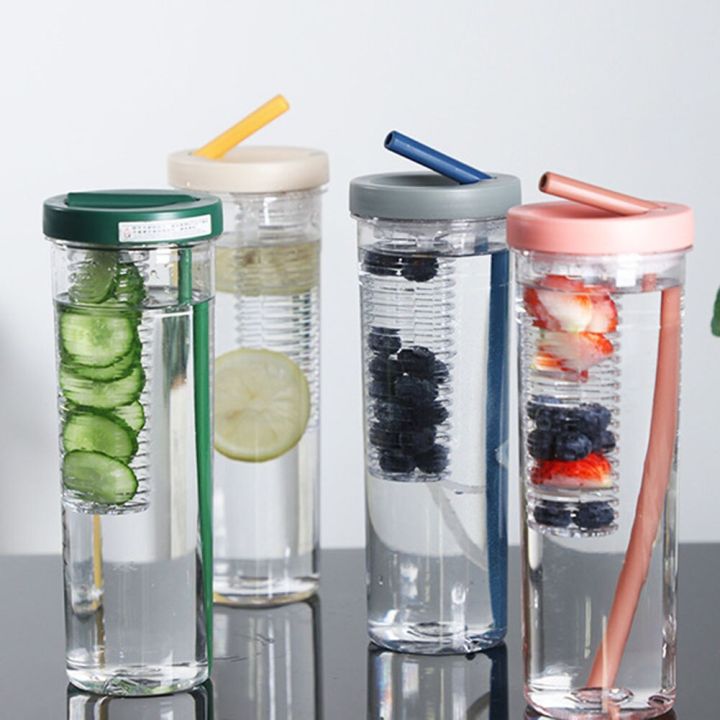 700ml Plastic Water Bottle with Straws Large Capacity Portable Tea Fruit Cup Mug Fitness Sport Outdoor Travel Drinking Bottles