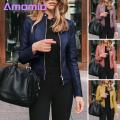 Lady Jacket Stylish Windproof Faux Leather Jacket for Women Perfect for Fall Spring Women Faux Leather Jacket.