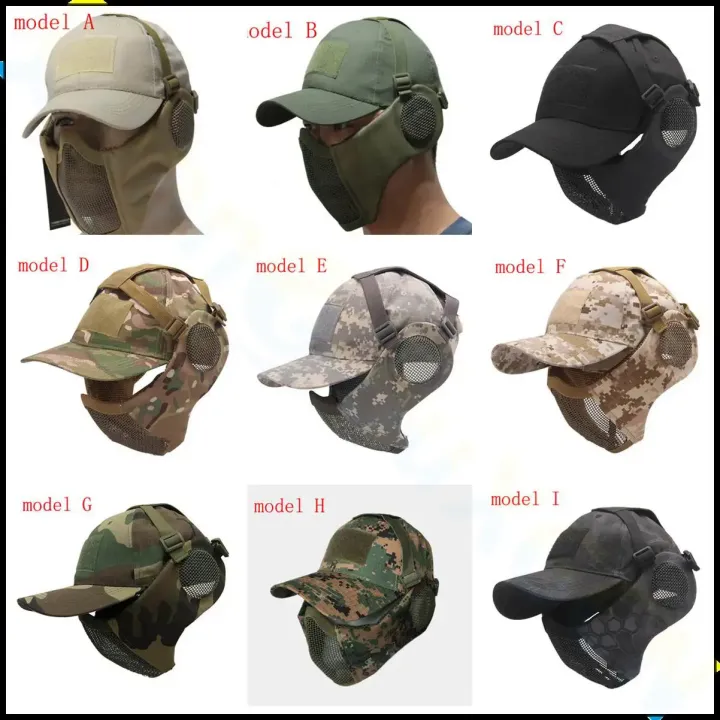 Tactical%20Airsoft%20Mask%20Half%20Face%20Strike%20Metal%20Mesh%20Protective%20Skull%20Mask%20&%20Cap%20Ear%20protection%20Hunting%20Accessories%20-%20Image%203