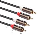 Rexlis 2 Pcs 2 Rca to 2 Rca Male to Male Hifi Audio Cable Ofc Av Speaker Wire for Tv Dvd Amplifier Subwoofer, 1.8M & 1M. 