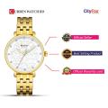 CURREN 9046 Golden Stainless Steel Analog Watch For Women - White & Golden.