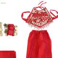 Kids Belly Dance Costumes Set Oriental Kids Indian Dance Costume 140cm Red. 