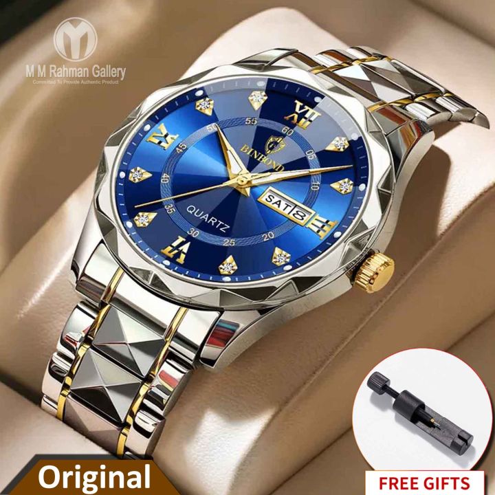 BINBOND%202521%20Men%E2%80%99s%20Luxury%20Stainless%20Steel%20Fashion%20Business%20Watch%20Luminous%20Dial%20Calendar%20Quartz%20Wrist%20Watch%20-%20Image%202