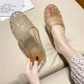 Beach shoes, jelly shoes, flat plastic sandals, bath, crystal bathroom, stinky summer, hollow women's soft.