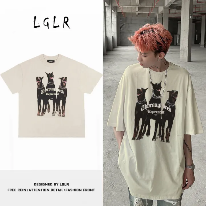 %E3%80%90Flash%20sale%E3%80%91%20100%25Cotton%20West%20Coast%20Fashion%20Doberman%20Short%20SleeveTT-shirt%20Men's%20Hound%20Printed%20High%20Street%20Retro%20Loose%20-%20Image%206