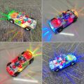 Transparent Police Car, Gear Toy with Light & Music, Transparent Car Toy Light Music with Automatic Change Direction, Great Birthday Gifts for Toddler. 