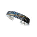 Original handmade sterling silver van gogh starry sky bracelet blue baby stone diamond birthday gift for girlfriend to boyfriend.