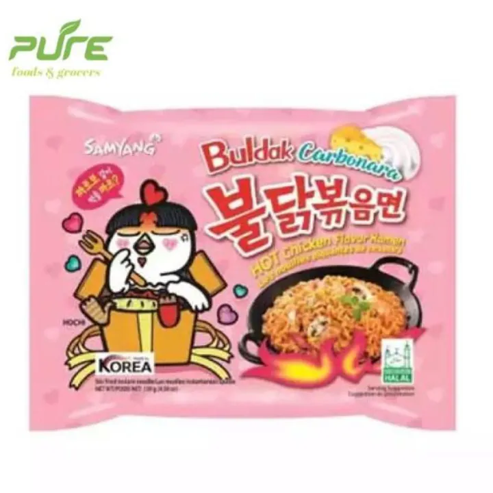 Hot Chicken Ramen Buldak CARBONARA Mie Pedas Korea HALAL 130 gm