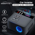 Geepact Car Inverter A/C 12V/24V to D/C 110V/220V Digital Display Car Power Adapter Auto Converter QC3.0 Fast Charging Inverter Multi-Protection Car Charger Adapter Car D/C Power Home A/C Power Converter.