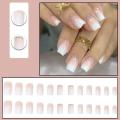 24pcs Nail Art Designs Nail Extensions Press-on Nails White   Square Nails French Nail Design False Nails. 