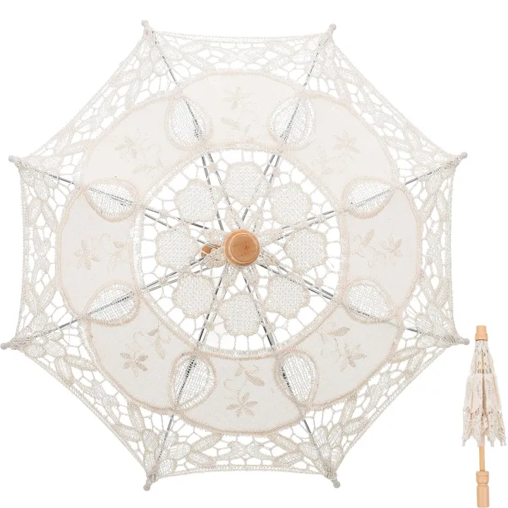 1pc%20Wedding%20Decorative%20Umbrella%20Bridal%20Lace%20Umbrella%20Bride%20Lace%20Parasol%20Cotton%20Cloth%20Embroidery%20Umbrella%20Ornament%2030x30x26cm%20-%20Image%202