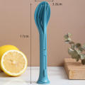 Three-in-one Environmentally Travel picnic Friendly Wheat Straw Tableware Sustainable Knife fork spoon three in one portable 1 set.