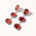 Jewelry set with high-end red fashion bride's wedding rhinestone necklace pendant earrings runway accessories. 