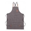 Unisex Canvas Bib Leather Chef Kitchen Apron Barista Bartender Pockets Apron Home Barber Coffee Restaurant Garden Pinafore.