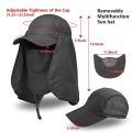 Sun Protection Cap Summer Hat Baseball Face Neck Cover Sun Outdoor Sport Hiking Fishing Hats - Cap For Men.
