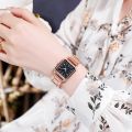 Gold Watch Women Square Female Watches Top Brand Luxury Golden Quartz Stainless Steel Waterproof Wrist Watch.