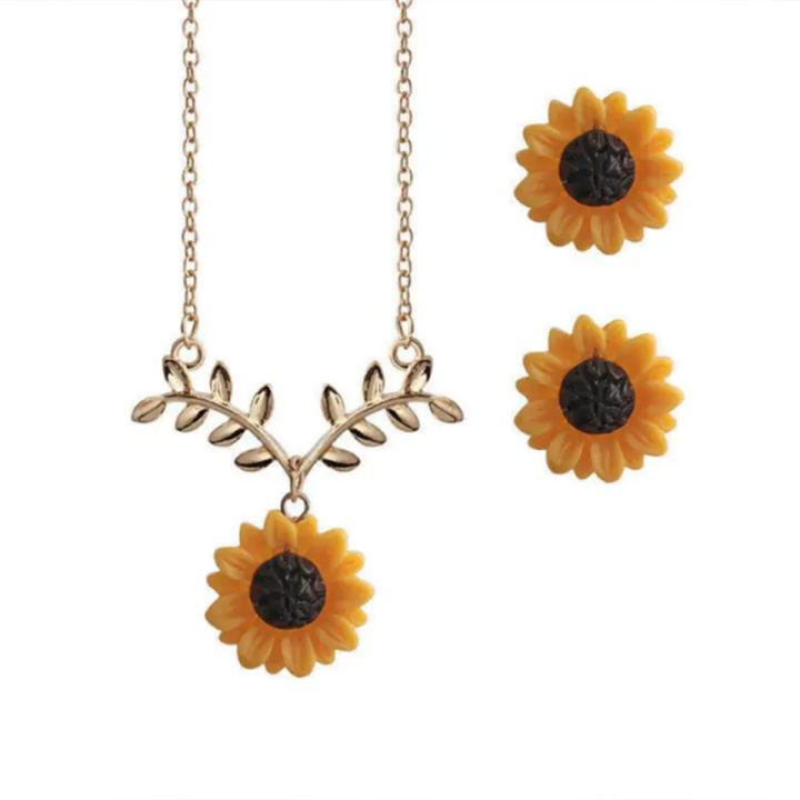 4 Pieces of Sunflower Necklace Set for Women