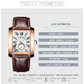 CHENXI Vintage Classic Square Brown Leather Strap Wrist Watches Fashion Brand Watches Men's Quartz Clock.