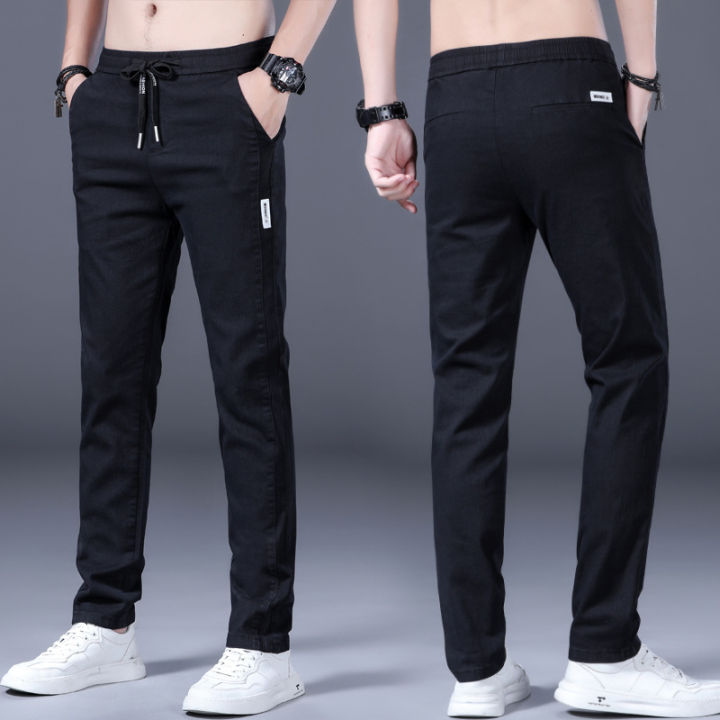 One%20Piece%20Dropshipping%20Summer%20New%20Men's%20Casual%20Pants%20Korean%20Slim-Fit%20Imitation%20Denim%20Straight%20Men's%20Casual%20Elastic%20Waist%20Pants%20-%20Image%203