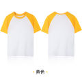 180G Combed Cotton Raglan Shoulder Color-Blocked Round Neck T-Shirt Sleeve Clothes Wholesale Class Clothes Couple Clothes Parent-Child Wear DIY Print. 
