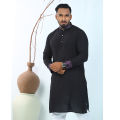 Westeen Cotton Black Solid Color Punjabi.