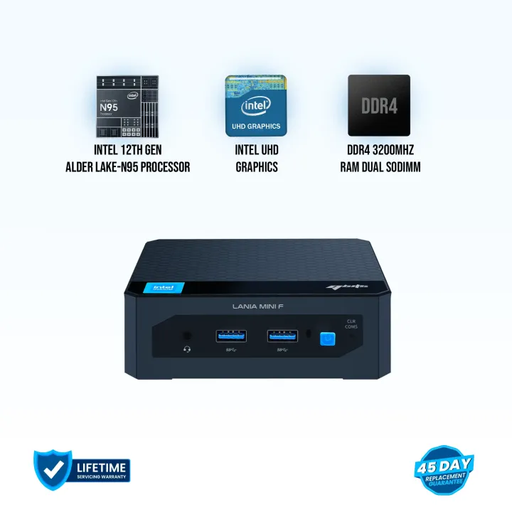 Qbits Lania Mini F Intel N95 Processor 16GB DDR4 RAM 256GB M.2 NVMe SSD