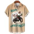 Christmas Day Deer Y2k Fashion Harajuku Lapel Shirts Men Women 3D Printed Short Sleeve Street Trendy Women Clothes Shirt Top. 