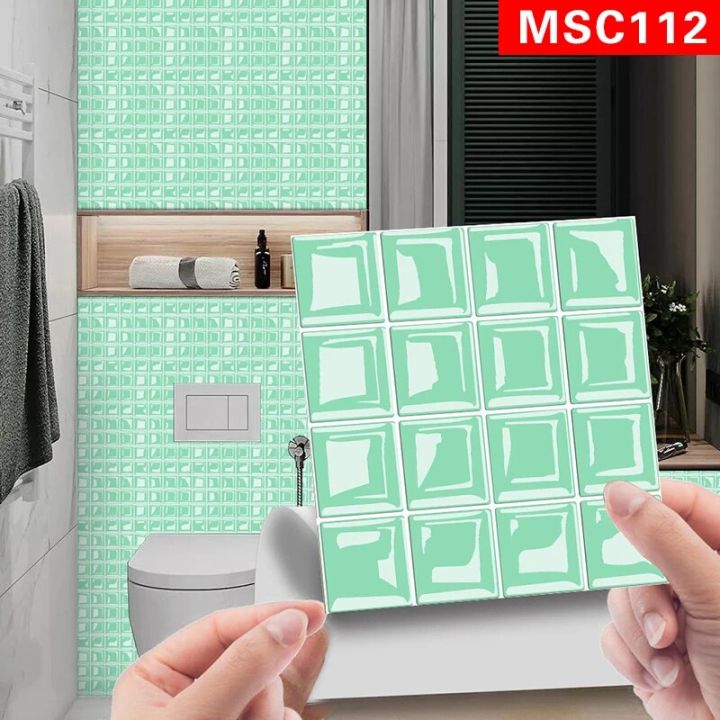 10Pcs%2010X10cm%20Mosaic%20Tiles%20Paper%20Lifelike%20Wall%20Stickers%20Kitchen%20Bathroom%20Waterproof%20Self-Adhesive%203D%20Magic%20Pattern%20Wallpaper%20-%20Image%202